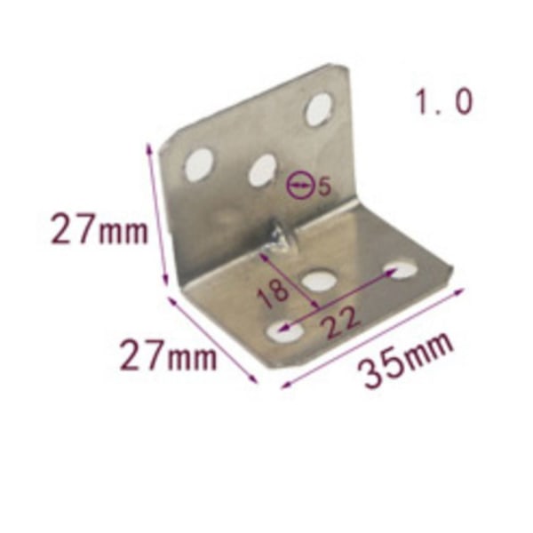 20 st Möbelram Skåpkontakt Fast fäste Vinkelpolerad 27 x 27 x 35 mm