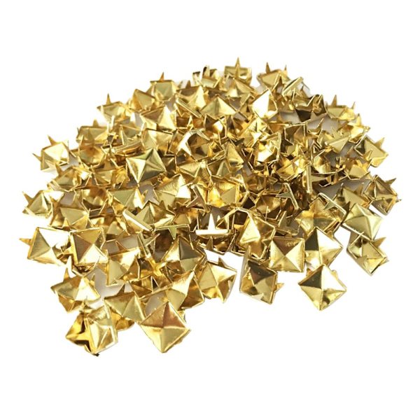 Grossist 100 st fyrkantig pyramid nit metall nitar läderhantverk diy guld