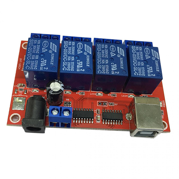 Drivrutinslös HID 4-kanals USB Relämodul USB Relä för 5V MCU-styrning