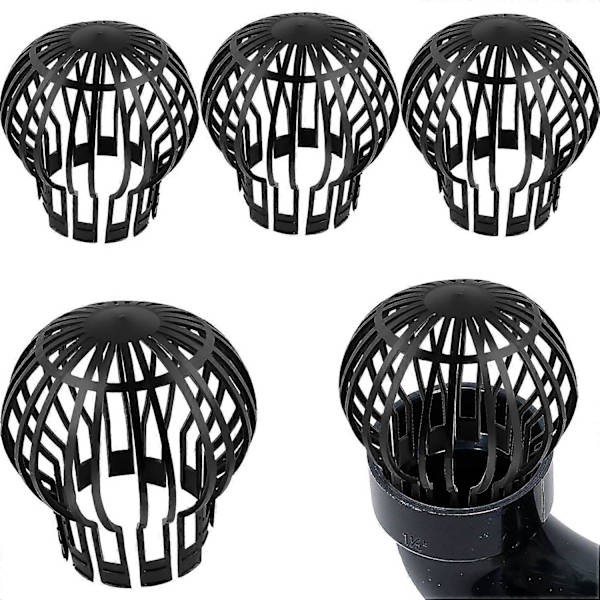 TCGG-4-pack Gutter Filter, Gutter Guard 14.5 * 11 (diameter x height), Gutter Mesh for Roofs, Shafts, Drain Pipes, Black, Pl [DB]