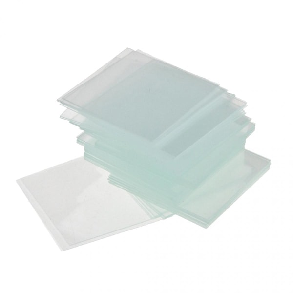 Set med 100x täckglas för mikroskop, kvadratiska glas