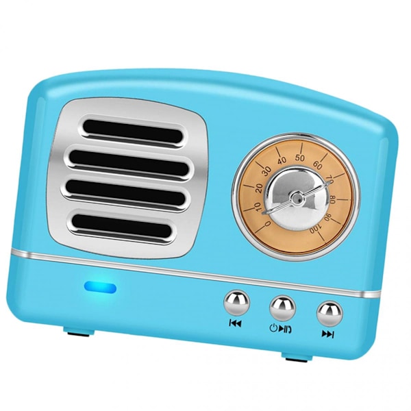 Mini Portabel Trådlös Högtalare, Retro Bluetooth Stereohögtalare med 3W Uteffekt, Superlång Speltid, USB-Laddning - Blå