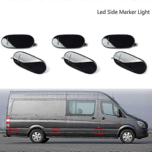 6X LED Dynamisk Sidemarkeringsblinklys Indikatorlampe kompatibel med Sprinter W906 2006-2018 2006-2016 Black