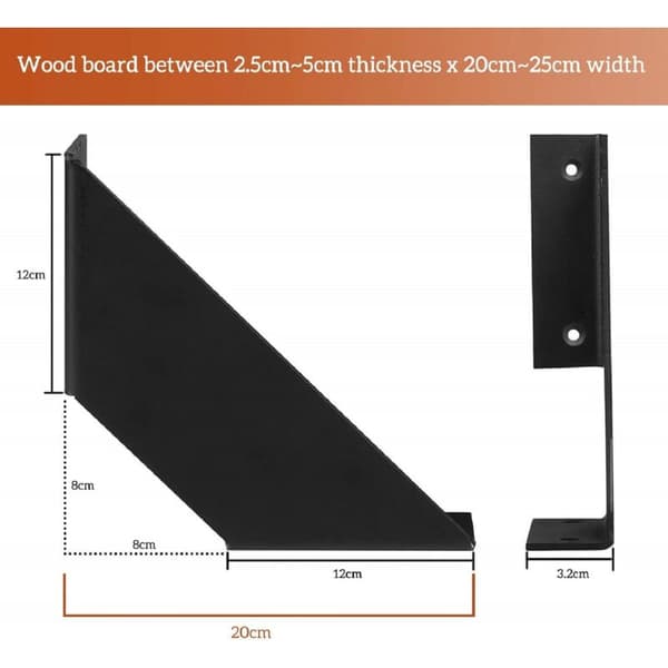 [RM]Rustic Wall Brackets, Antique Heavy Duty Shelf Brackets, Wall Mount for DIY Shelves 20cm 2 pcs