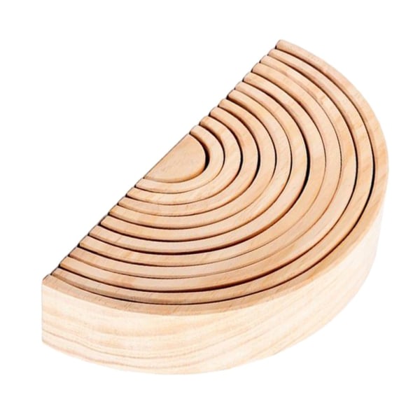 12x Trä Regnbåge Klossar Båge Stapling Nesting Barn Hand-öga Pussel Leksak B