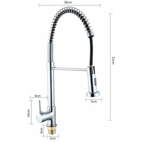 [RM] Brushed Nickel Kitchen Faucet with Pull-Out Spray, Single Lever Sink, Pull-Down Spring Kitchen Faucet