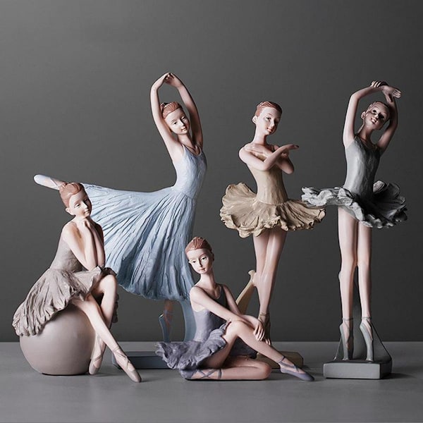 Elegant Resin Figur Ballerina Balettdansare Skrivbords Prydnad Staty B