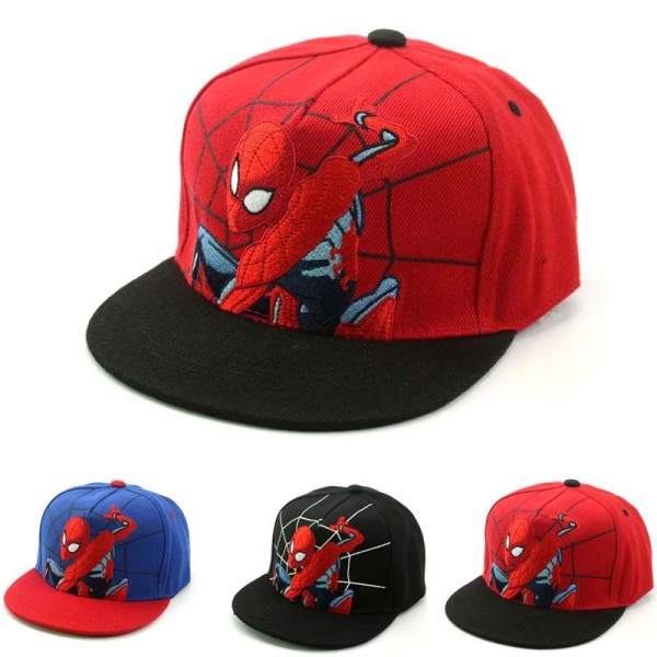 Anime Figur Baseball Cap för barn Tecknad Spiderman Pojkar Flickor Flat Edge Hip Hop Hat Tecknad Modell Baby Kepsar 2-8Y Marvel Kepsar black a