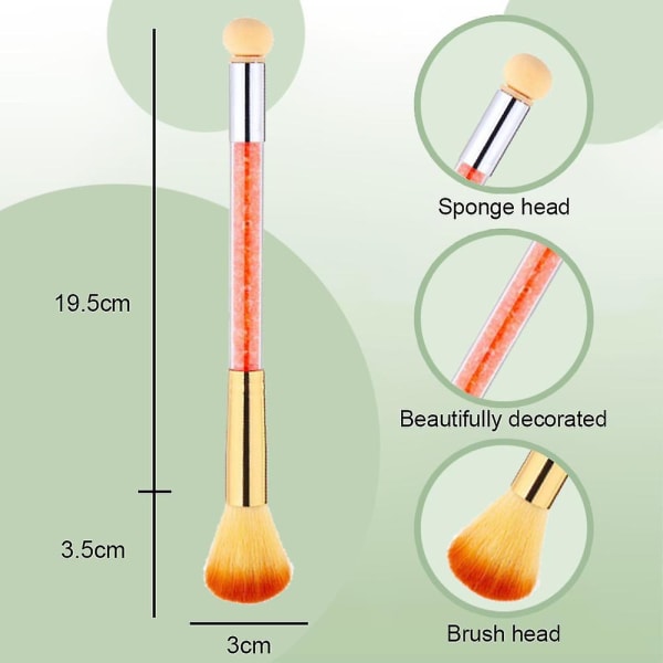 Dual Head Nail Art Brush Nail Sponge Pen, blixt Dust Cleaning Pen Borste, nail art Tool orange