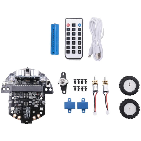 Robot Programmerbart Robotsett Basert på BBC Microbit V2 og V1 for STEM-kodingutdanning med oppladbart batteri (A)