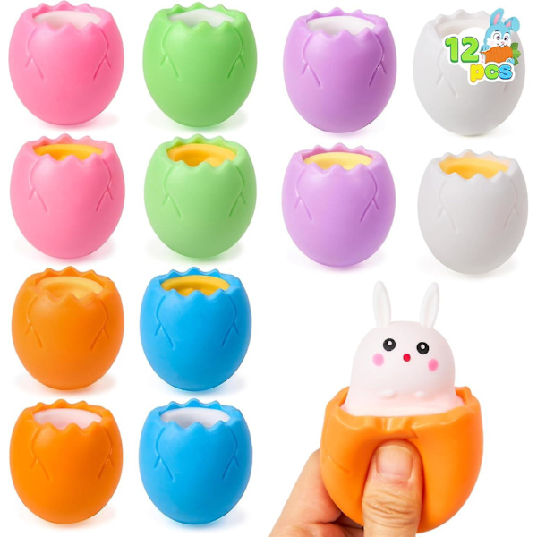 12 st Påskägg Squishy Kanin Kycklingar, Söta Kaniner, Kycklingar Gömmer Sig i Krossade Ägg, Squishy Stress
