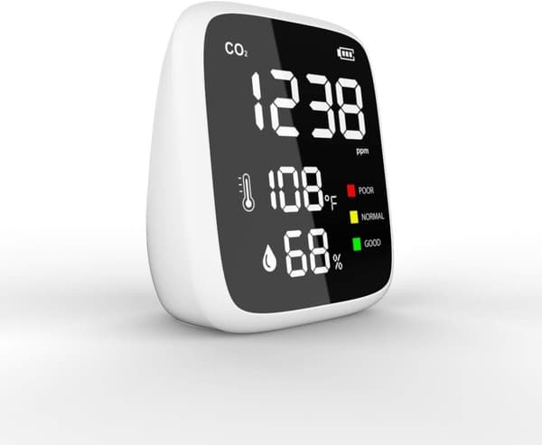[RM]Mini CO2-detektor (Vit och Svart) Handhållen CO2-mätare 400-5000pp