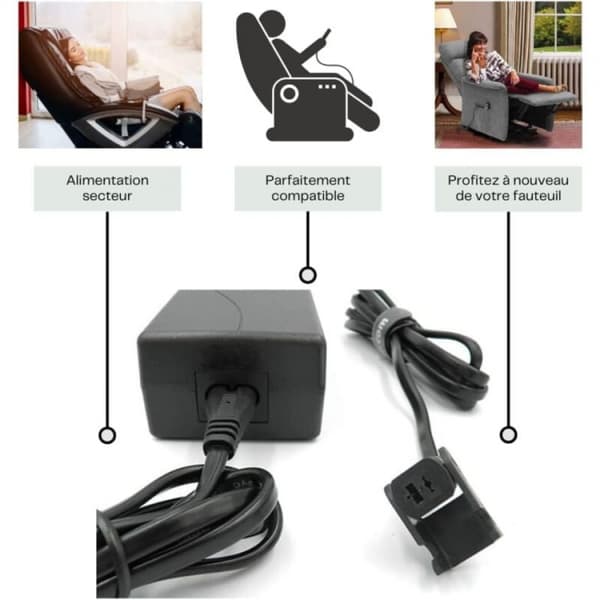Power Adapter for Recliner 29V 1.5A AC/DC 2-Pin Charger EU Plug