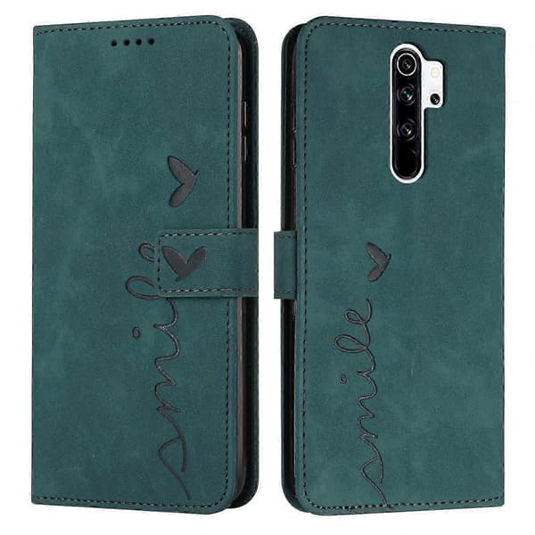 Hjerte mønster læderetui til Redmi Note 8 Pro med Skin Feel Design Green
