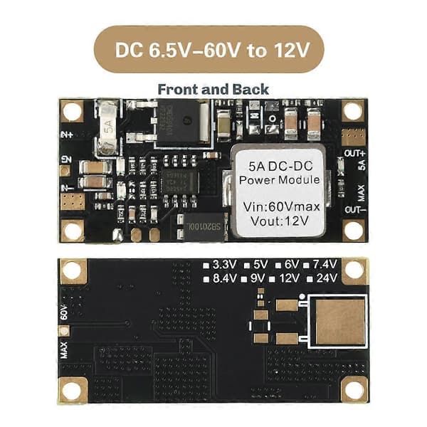 DC-DC 6.5V-60V til 12V Spændingsstabiliserende Step-Down Modul Mini-Lavprofil Buck Konverter Strømforsyning