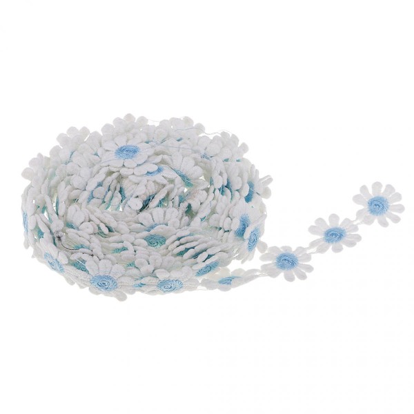 Metervara 25mm Daisy Broderi Spets Kant Applikation Sömnad Band Himmelsblå