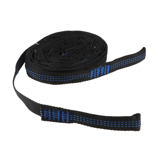 2 st trädhängande hängmattor justerbara remmar 280cm webbing 14 öglor blå