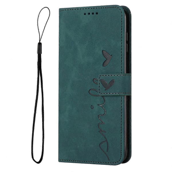 Hjerte mønster læderetui til Redmi Note 8 Pro med Skin Feel Design Green