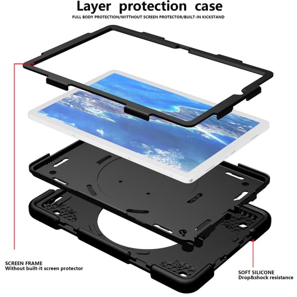 Samsung Galaxy Tab A9+ / A11+ 11 Silikon Hybridfodral med axelrem Svart