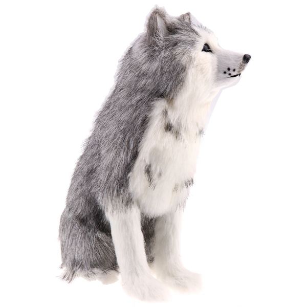 Realistisk fuskpäls husky djur undervisningsmodell figurer heminredning - hukande