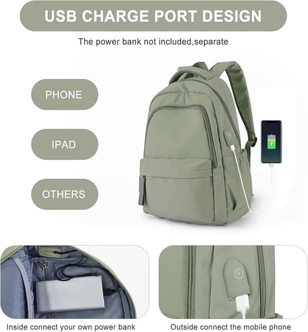 [RM]New Laptop Backpack, Waterproof Laptop Backpack with 17 Inch School Bag with USB Charging green