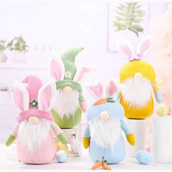 Påsk Tomtar Kanin Dekoration 40cm Dvärg Ansiktslös Docka Plysch Kanin Docka Barn eierfarben ostern YE