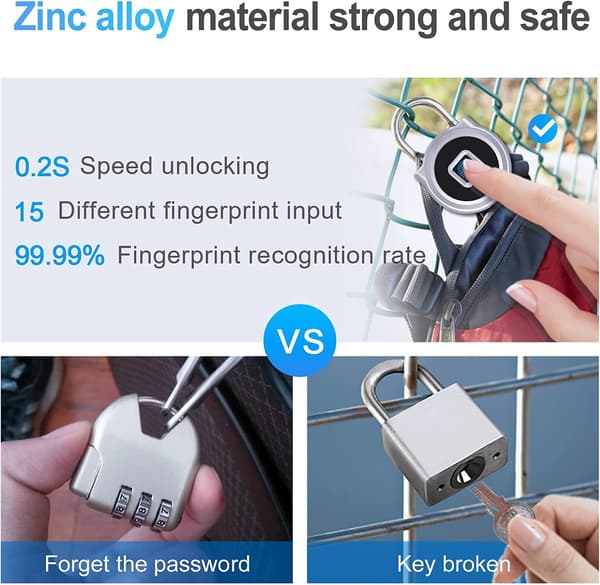 [RM]Fingerprint Lock, Combination Lock, Fingerprint and APP Unlock, IPX65 Waterproof