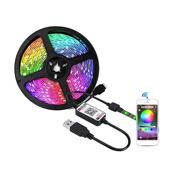 LED Strip Lights TV Bakgrundsbelysning 1/2/3/4/5M RGB USB Färgskiftande 1 Meter