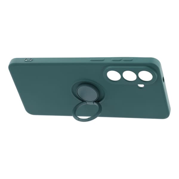 Mobile Phone Case for Samsung Galaxy S26 Silicone with Ring Kickstand - Blackish Green[RM]