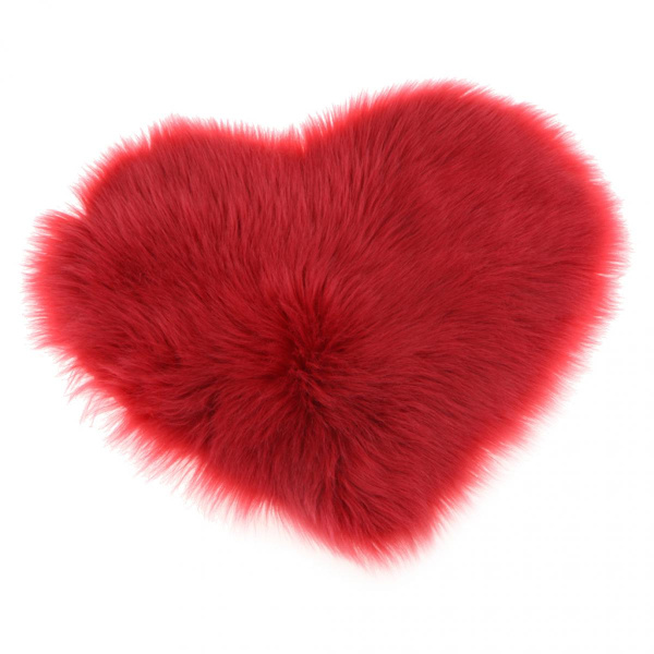 love shape lurvig mjuk fårskinnsmatta fuskpälsmatta 5cm lugg röd