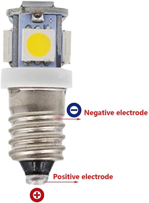 [RM]10 stk E10 6V LED-pærer 5SMD 0,5W 50LM Lampe (Hvit) - Perfekt