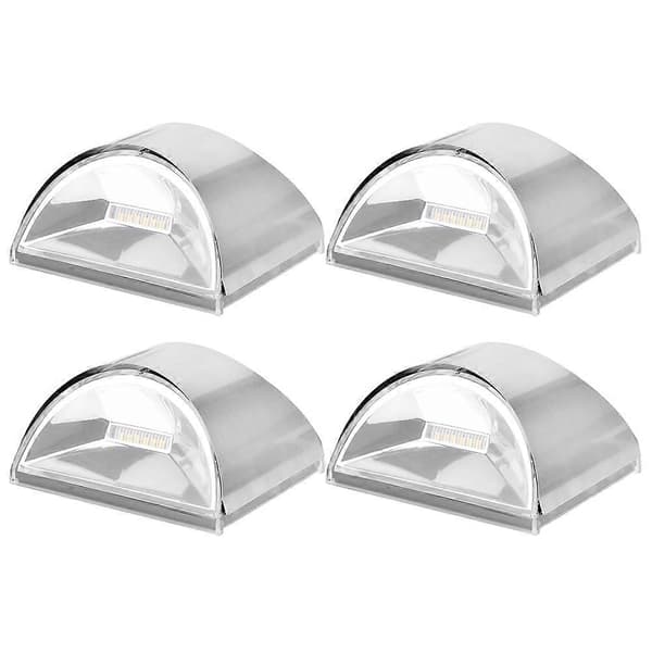 [RM] Solcellsdriven LED-vägglampa, set om 4, i rostfritt stål för trädgårdsbelysning