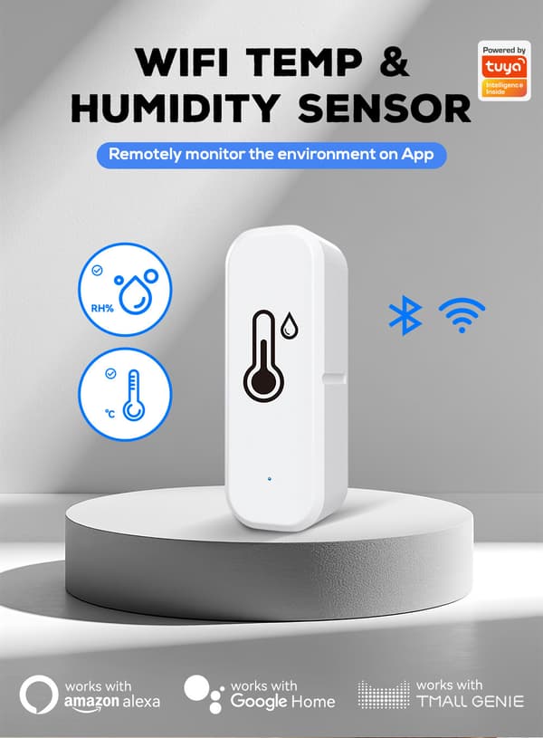 [RM]Wireless Thermometer & Hygrometer 4-pack – Smart WiFi Temperature and Humidity Meter with App, Notifications & Remote Monitoring White