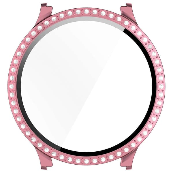 PC-klockfodral med strassdekor och integrerat härdat glas för Samsung Galaxy Watch7 40mm Electroplating Pink
