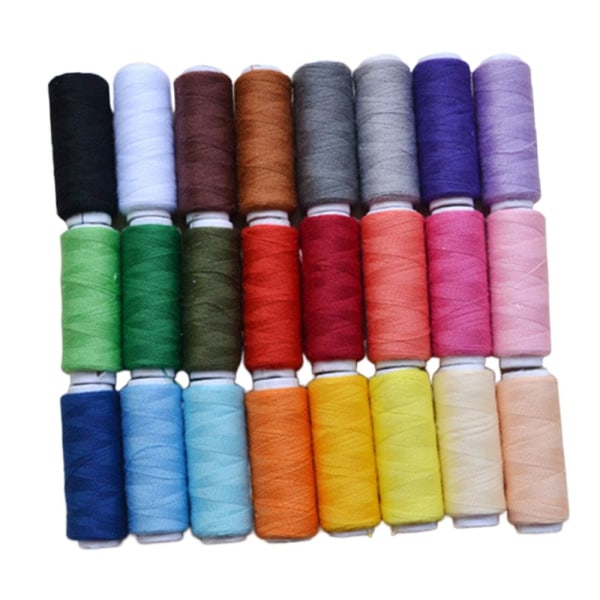 24 färgspolar av sytråd 200 m polyester för handsömnad/ symaskin/ broderi/ quiltning