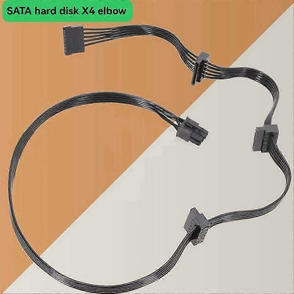 PCIe 6-bens 1 til 4 SATA 15-bens strømforsyningskabel