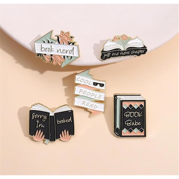 5 stk. Seje Folk Læsebånd Emalje Pins Kreativ Blomst Bog Babe Legering Broche Badge Søde Sjove Revers Smykker Tilbehør Gave til Børn Venner