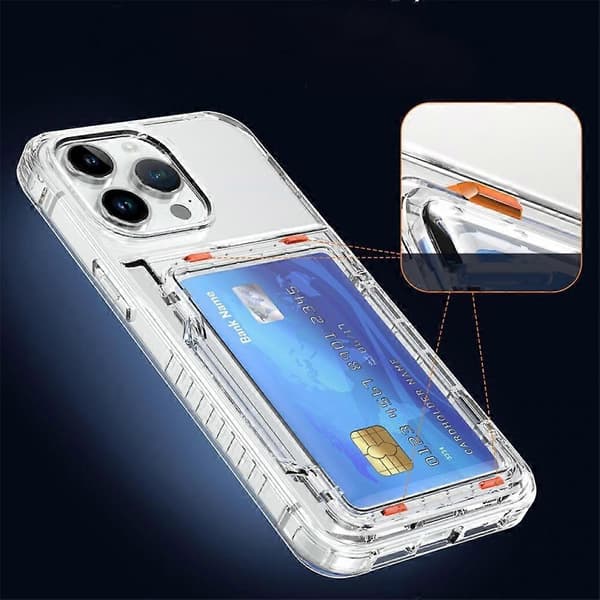 Lämplig för iPhone 15 Transparent iPhone skyddsfodral med korthållare