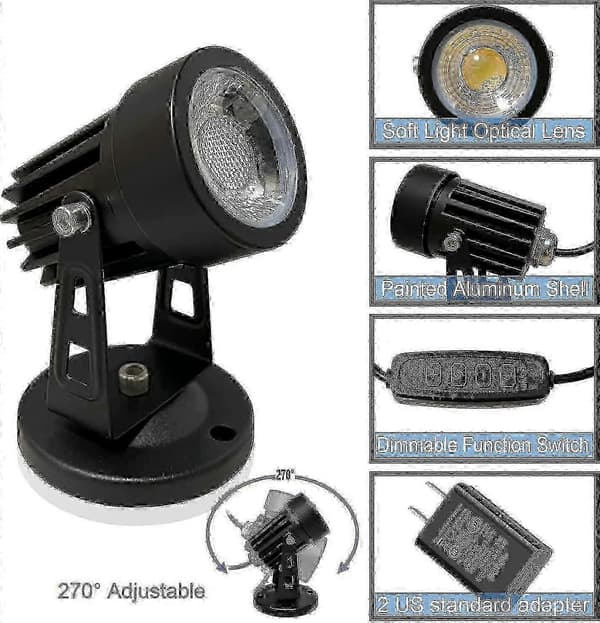 2-pak 3W dæmpbare LED-uplights, 3 farvetemperaturer, 270 lumen, kompatibel med