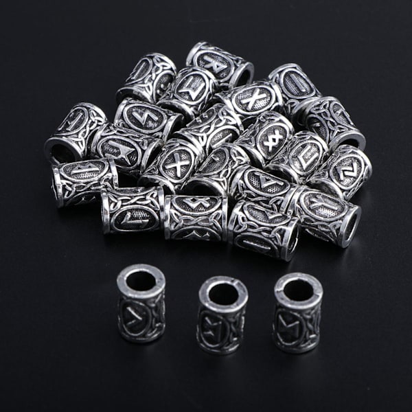 24-pack Viking Runhänge Berlock Pärla Nordisk Viking Skägg Hårhänge Silver