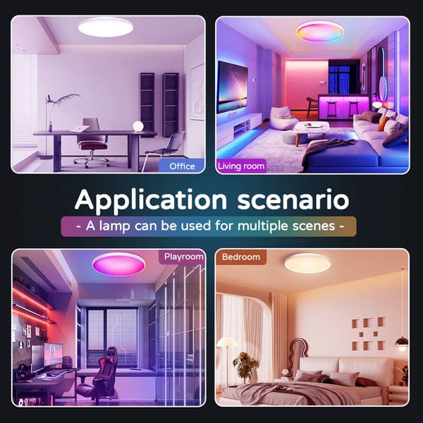[RM]LED Ceiling Light 30cm - RGB Bathroom Lamp with Bluetooth and App - Smart WiFi Ceiling Light 2700K-6500K Remote Control