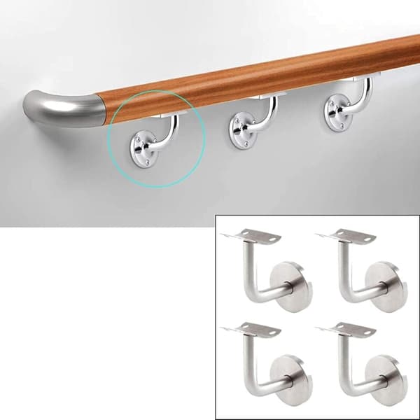 [RM] 4 pcs. stainless steel wall brackets, 90° pipe holder for loft railing and stairs, internal mounting