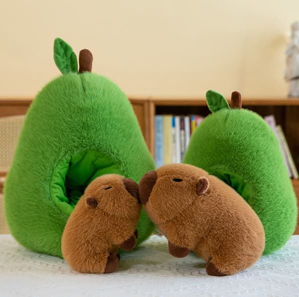 [RM]Capybara in Avocado Plush Soft Stuffed Animal Hide in Plush Pillow 35cm