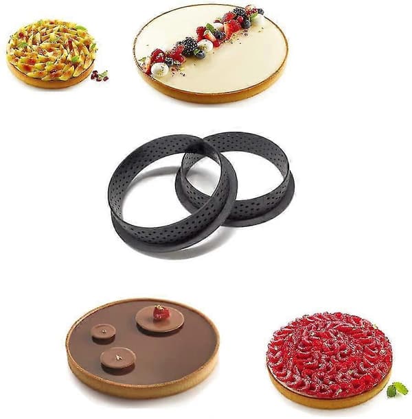 8 st perforerade kakformar, runda mousse-ringar, cirkeltartelett