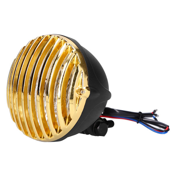 [RM]Round Motorcycle Headlight 3-Wire System Golden Grill Cover 12V 55W