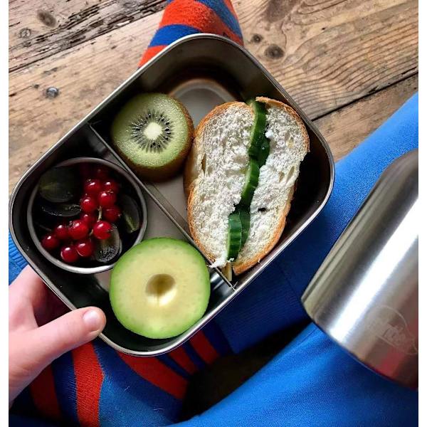 [RM]1 L Rustfri Madkasse - Bento Box med 2 Rum