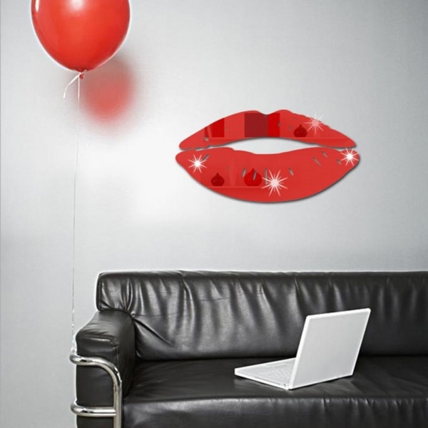 10x3'' självhäftande 3D-väggklistermärke Läppar Vinyldekal Spegel Fönsterdörr DIY Röd