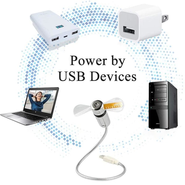 USB fläkt, visar tid och temperatur, med flexibel svanhals