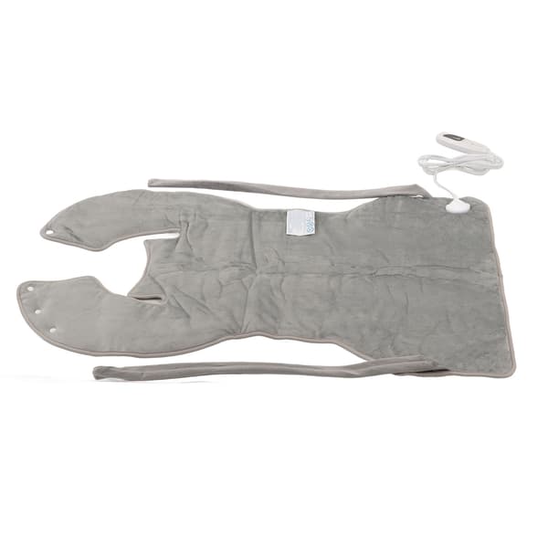[RM]Electric Heating Pad Plush Soft 6 Speeds Adjustable Heated Neck Scarf for Shoulder Leg 37x22 Inch Silver Grey EU Plug 220-240V