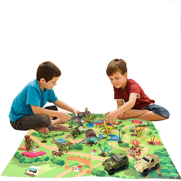 Dinosaurie leksaksfigur med lekmatta, set Dino set drake med matta Lekmatta & bil Pedagogiska leksaker för barn Dinosaurieleksaker för Ch